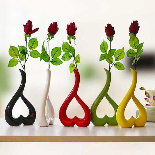 Floral 3D Heart Shape Ceramic Vase