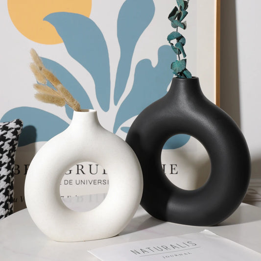 Circular Hollow Ceramic Vase Bag-IN-Decor