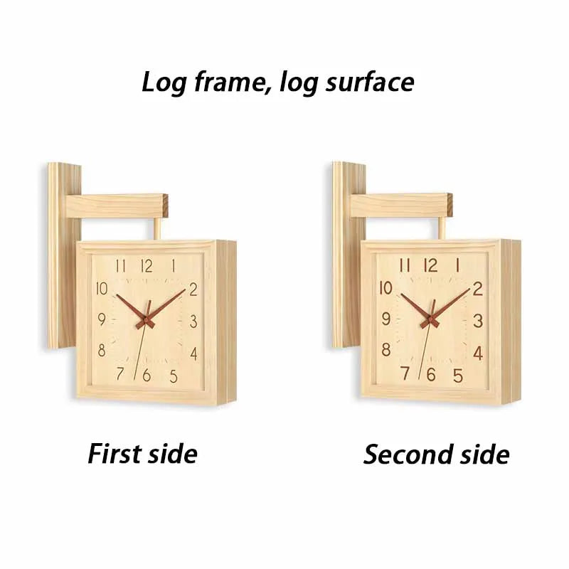 Wooden Double Sided Wall Clock Bag-IN-Decor