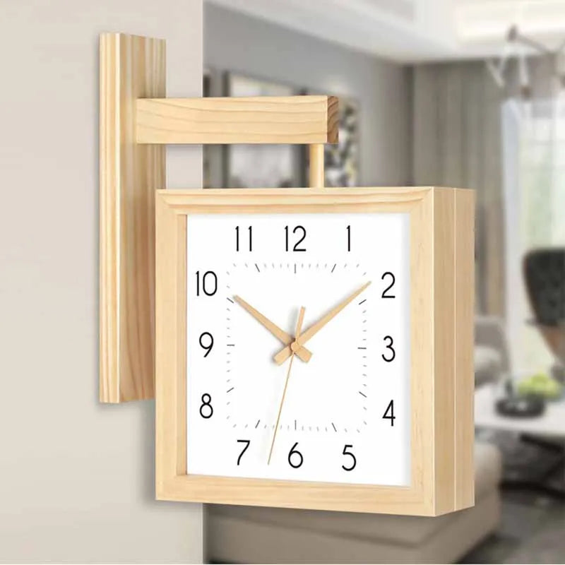 Wooden Double Sided Wall Clock Bag-IN-Decor