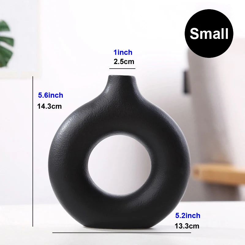 Circular Hollow Ceramic Vase Bag-IN-Decor