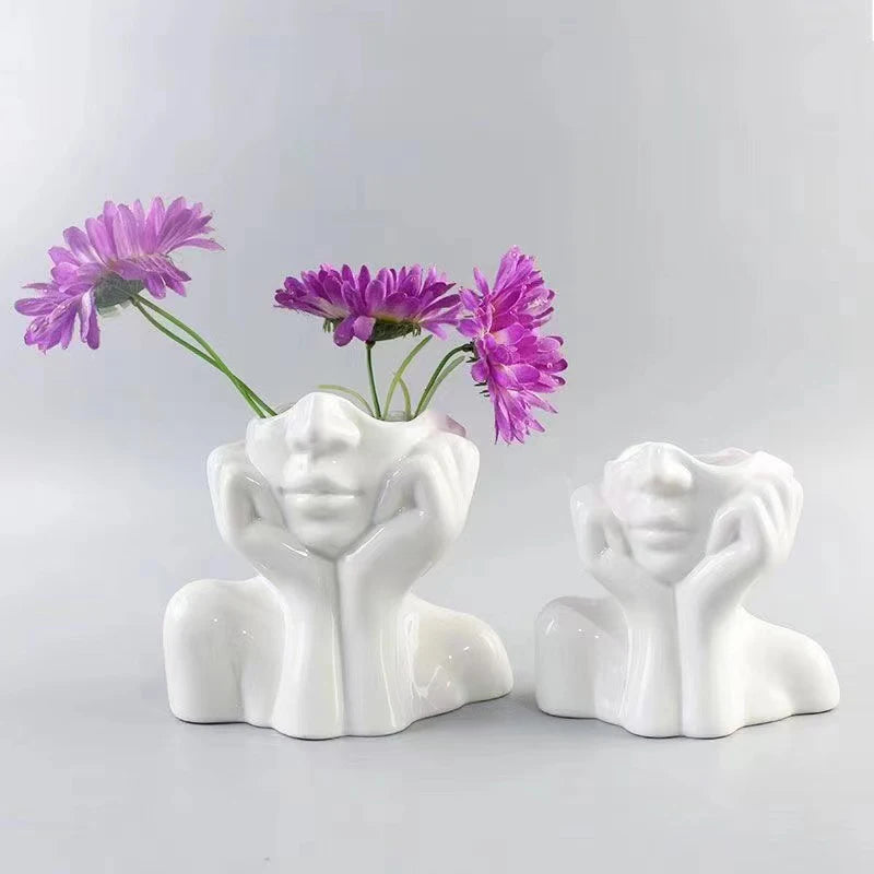 Modern Female Head Vase Bag-IN-Decor