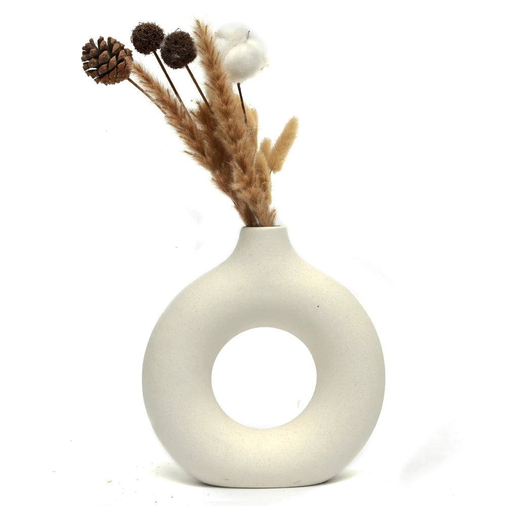 Circular Hollow Ceramic Vase Bag-IN-Decor