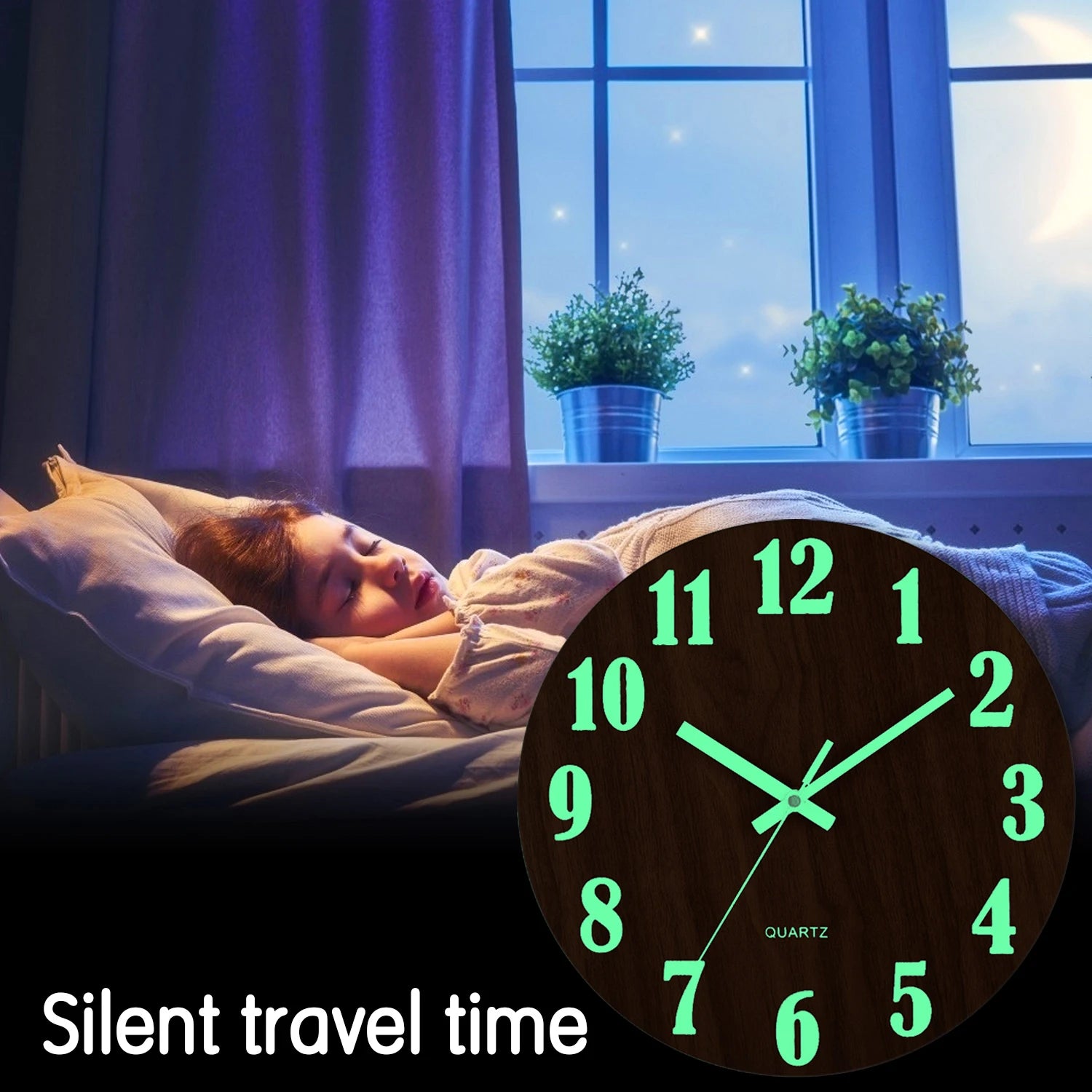 Silent Wooden Luminous Wall Clock Bag-IN-Decor