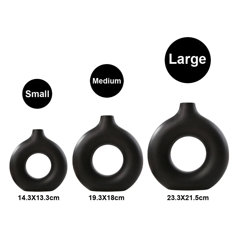 Circular Hollow Ceramic Vase Bag-IN-Decor