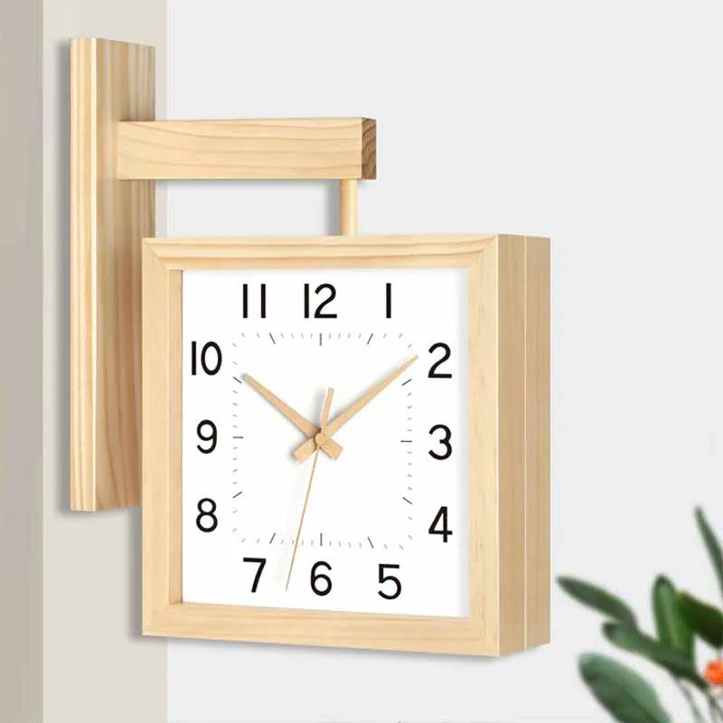 Wooden Double Sided Wall Clock Bag-IN-Decor