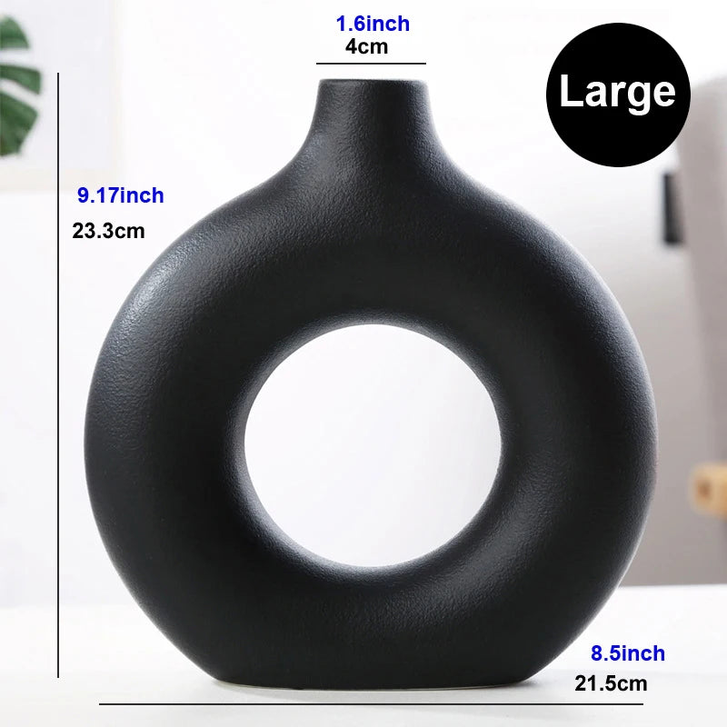 Circular Hollow Ceramic Vase Bag-IN-Decor