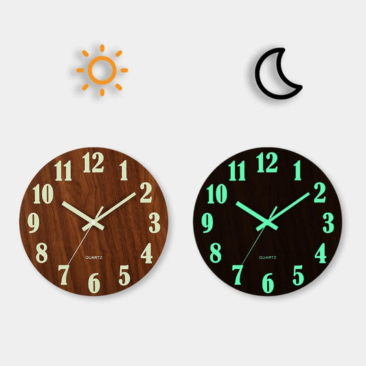 Silent Wooden Luminous Wall Clock Bag-IN-Decor