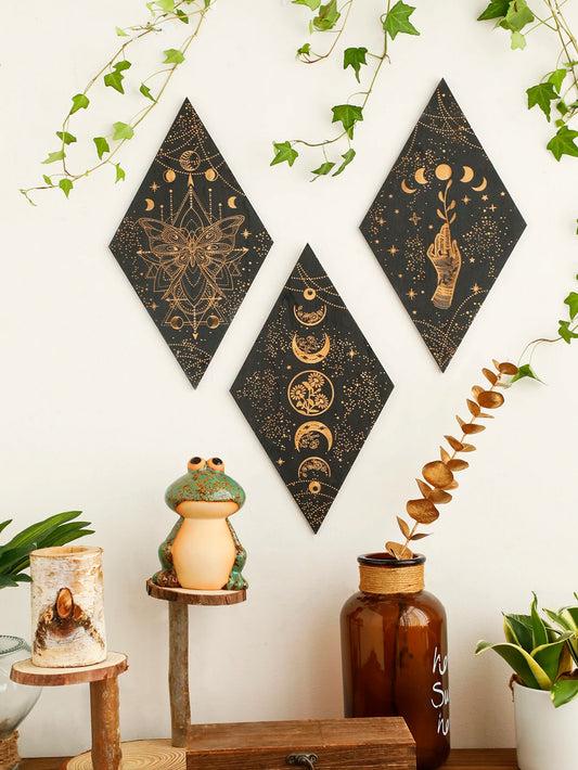 Rhomboid Wooden Wall Decor Bag-IN-Decor