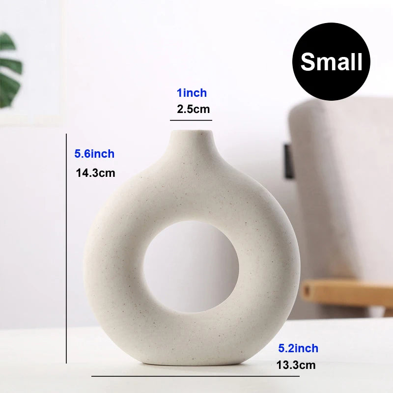 Circular Hollow Ceramic Vase Bag-IN-Decor