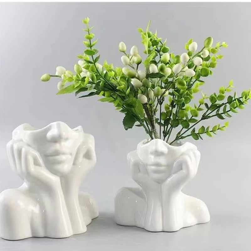 Modern Female Head Vase Bag-IN-Decor