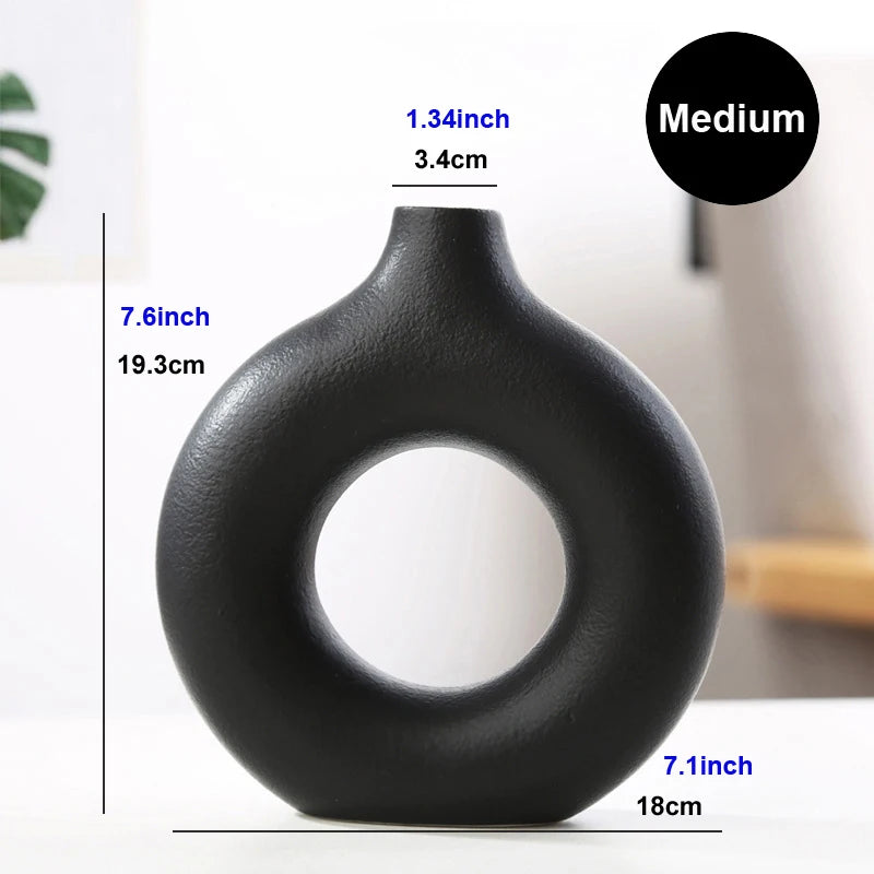 Circular Hollow Ceramic Vase Bag-IN-Decor