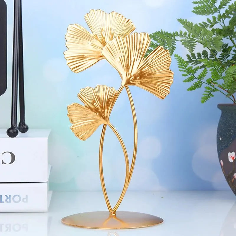 Gold Ginkgo Leaf Iron Sculpture Bag-IN-Decor