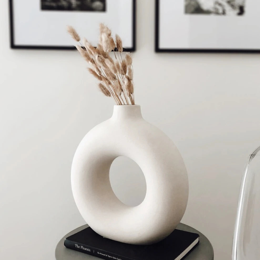 Circular Hollow Ceramic Vase Bag-IN-Decor