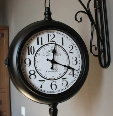 Retro Iron Double-Sided Hanging Clock