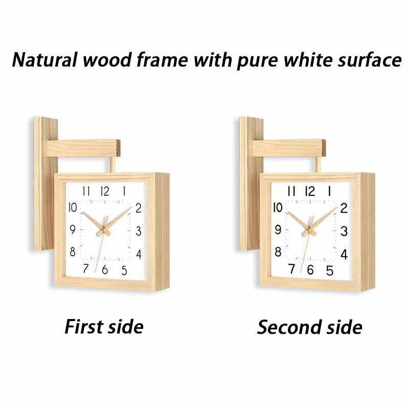 Wooden Double Sided Wall Clock Bag-IN-Decor