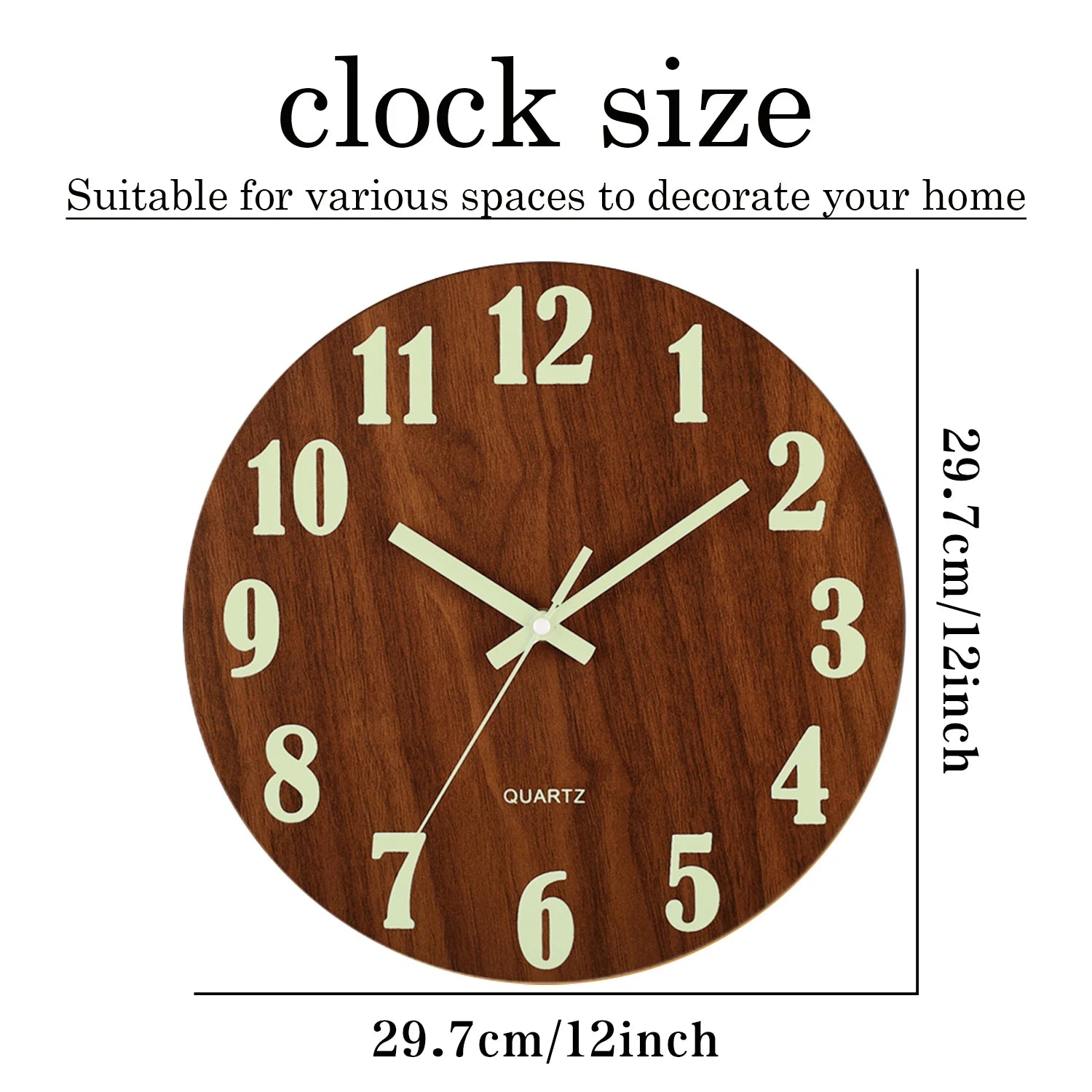 Silent Wooden Luminous Wall Clock Bag-IN-Decor